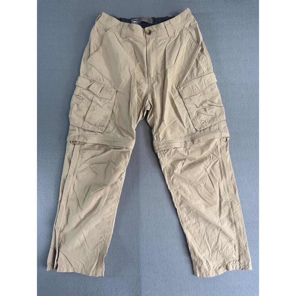REI Pants Mens Medium Beige Nylon Relaxed Fit Convertible Cargo Hiking Travel